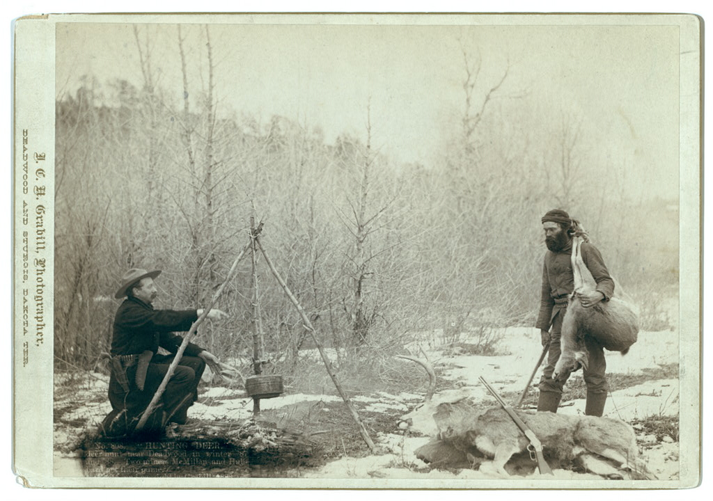 "Hunting Deer." A deer hunt near Deadwood in winter 1887 and 1888. Two miners McMillan and Hubbard got their game.