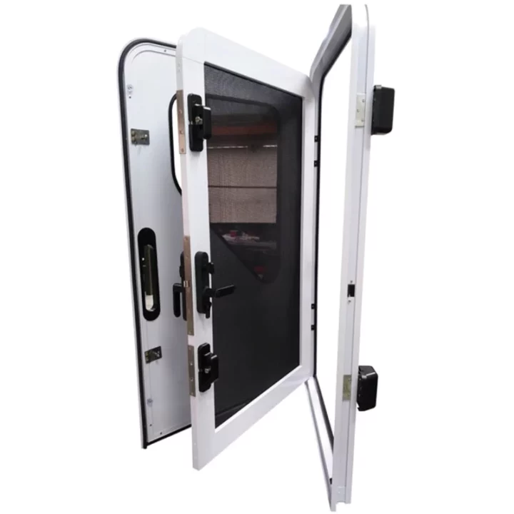 Durable Teardrop Trailer Entry Door & Screen Door - Open